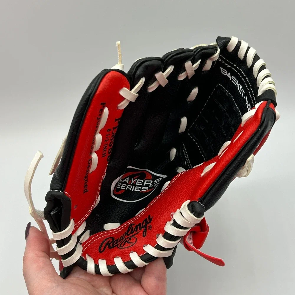 Rawlings PL85SB Black Red Youth Baseball Glove Basket‎ Web 8.5